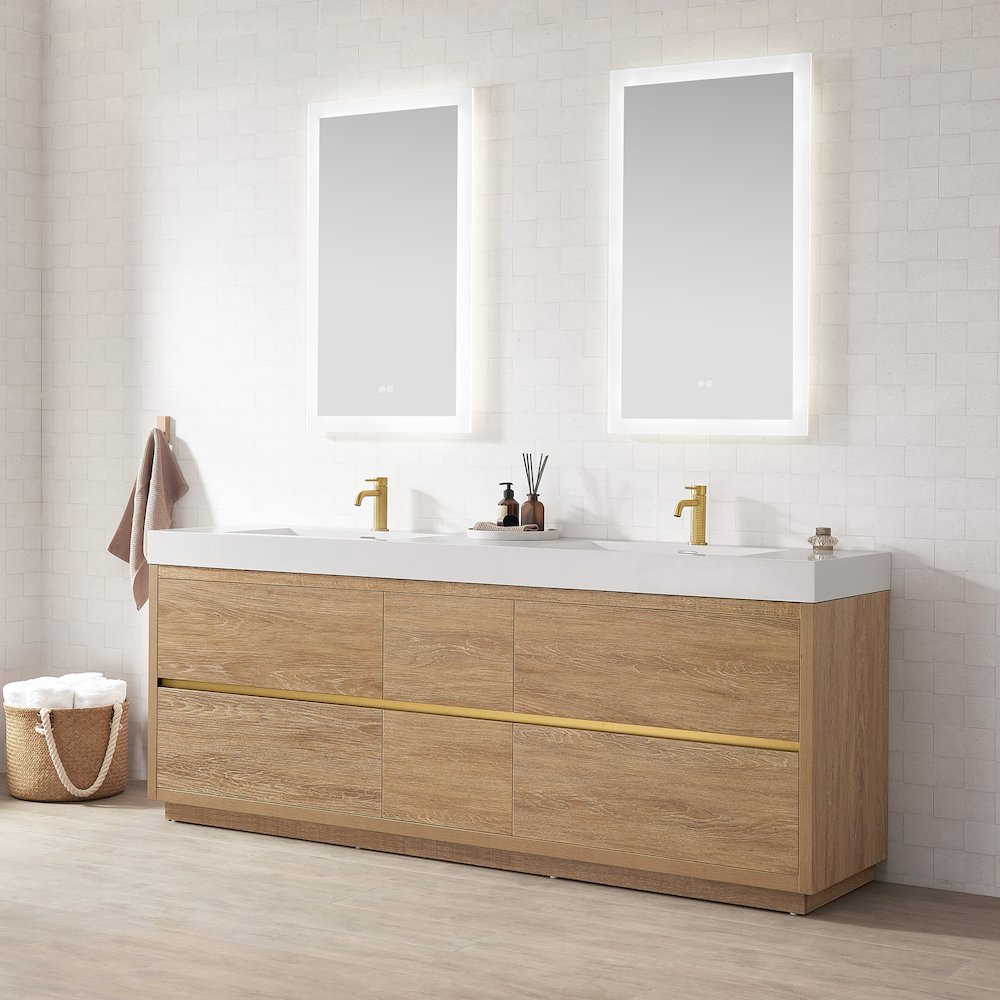 Rectangular White Finish Composite Granite Stone Console Bathroom Vanity Sink. Picture 9