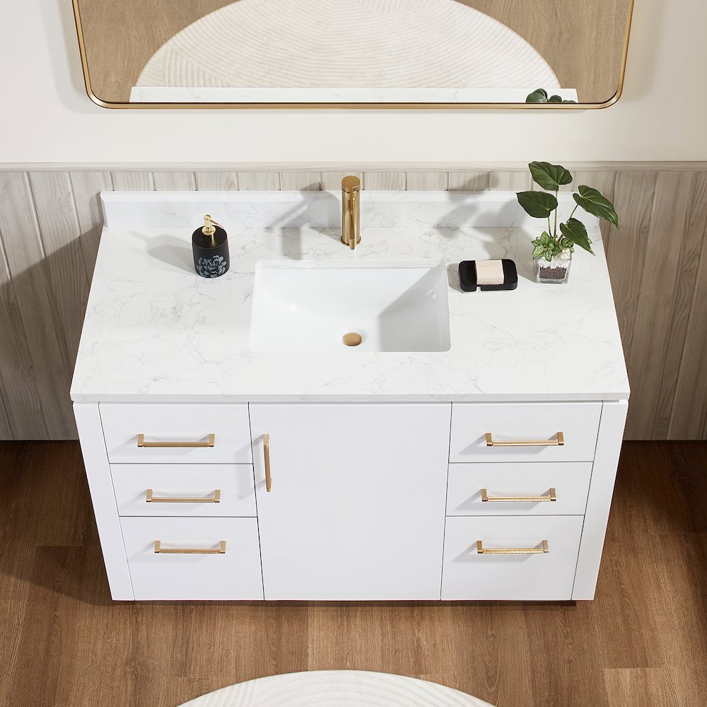 San 48" Free-standing Single Bath Vanity in White. Picture 5