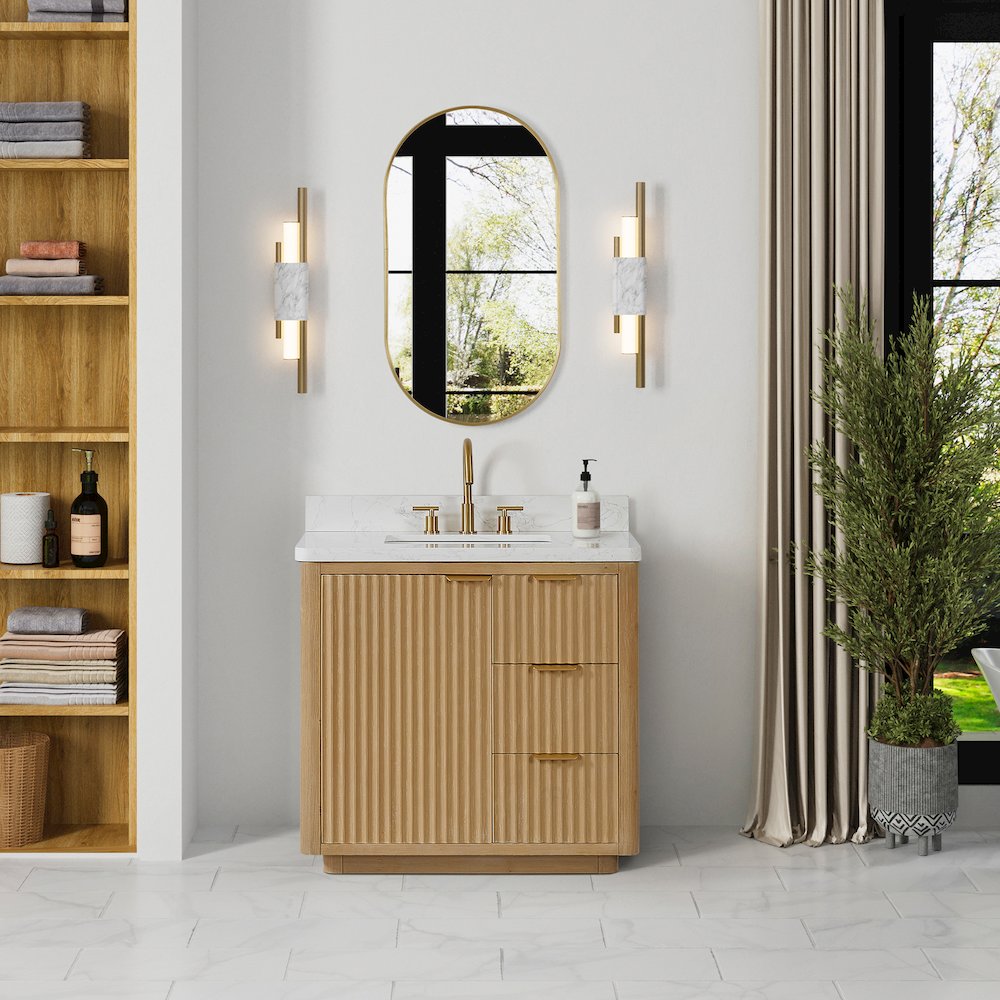 Cádiz 36in. Free-standing Single Bathroom Vanity in Washed Ash Grey. Picture 3