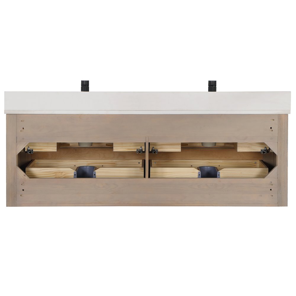 Cristo 60M" Floating Double Bath Vanity in Fir Wood Brown. Picture 15