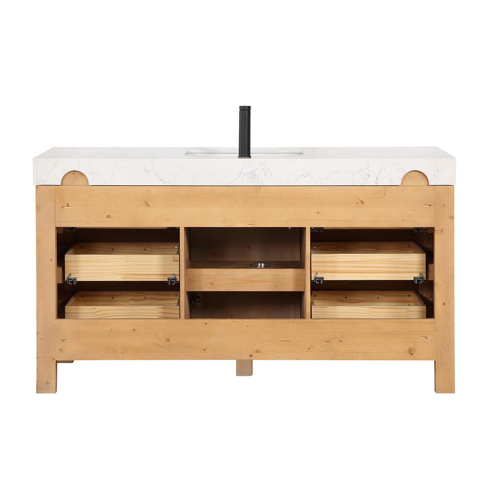 Free-standing Single Bathroom Vanity with Composite top in Lightning White. Picture 3