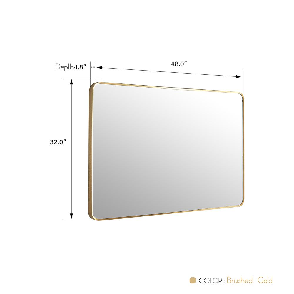 Mutriku 48 in. W x 32 in. H Rectangle Metal Wall Mirror in Brushed Gold. Picture 8