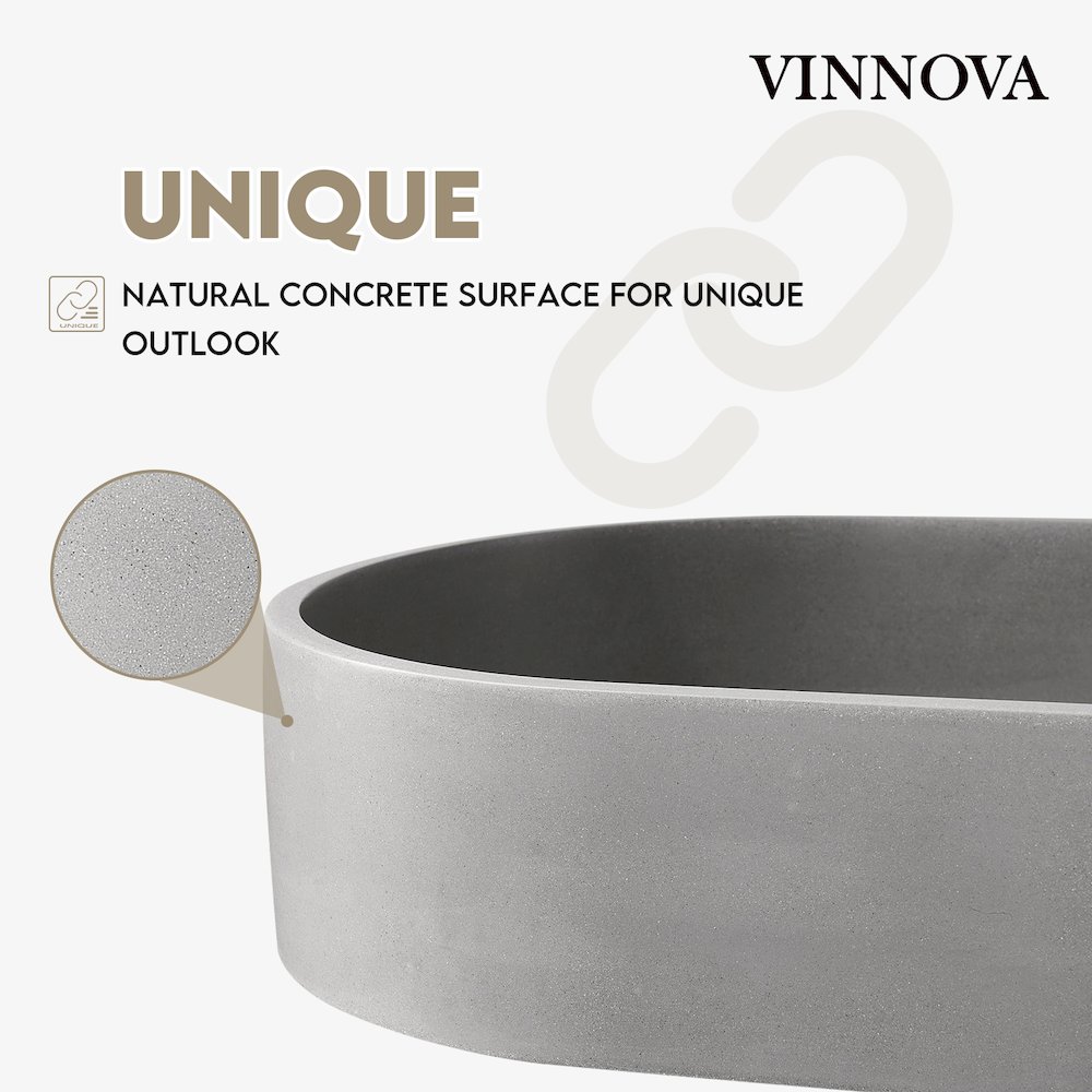 Vinnova Eibar Grey Concrete Oval Vessel Bathroom Sink. Picture 8