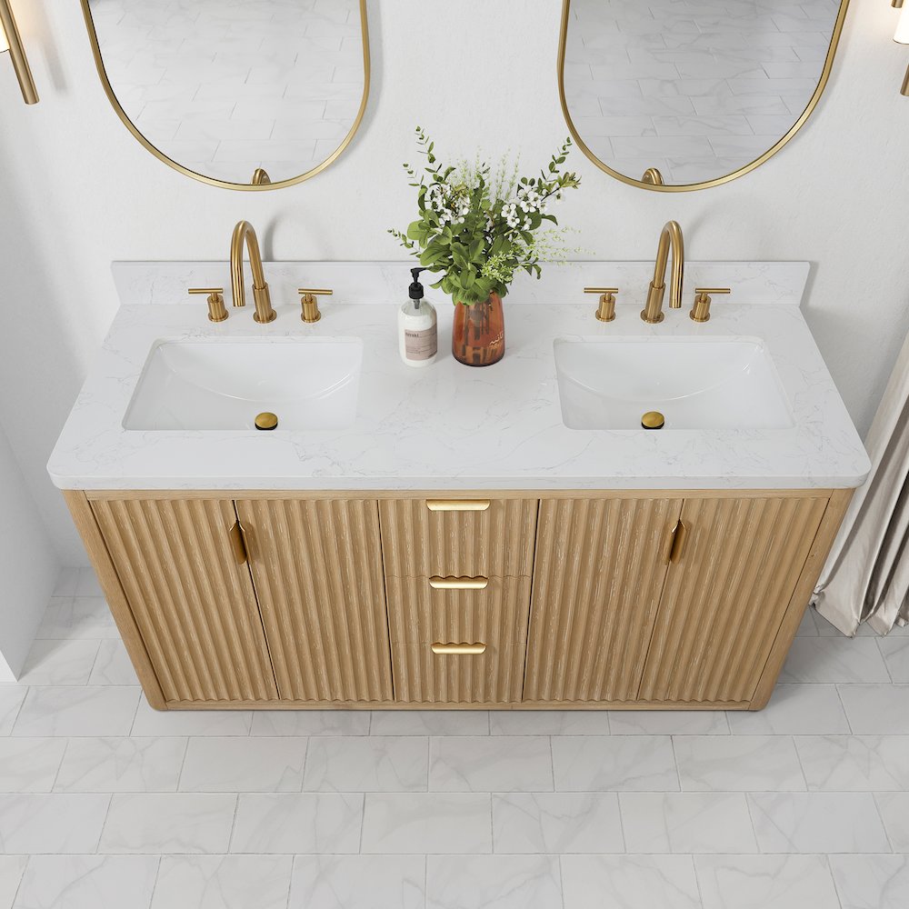 Cádiz 60in. Free-standing Double Bathroom Vanity in Washed Ash Grey. Picture 5