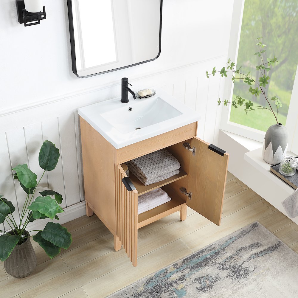 Palos 24" Free-standing Single Bath Vanity in Fir Wood Brown. Picture 7