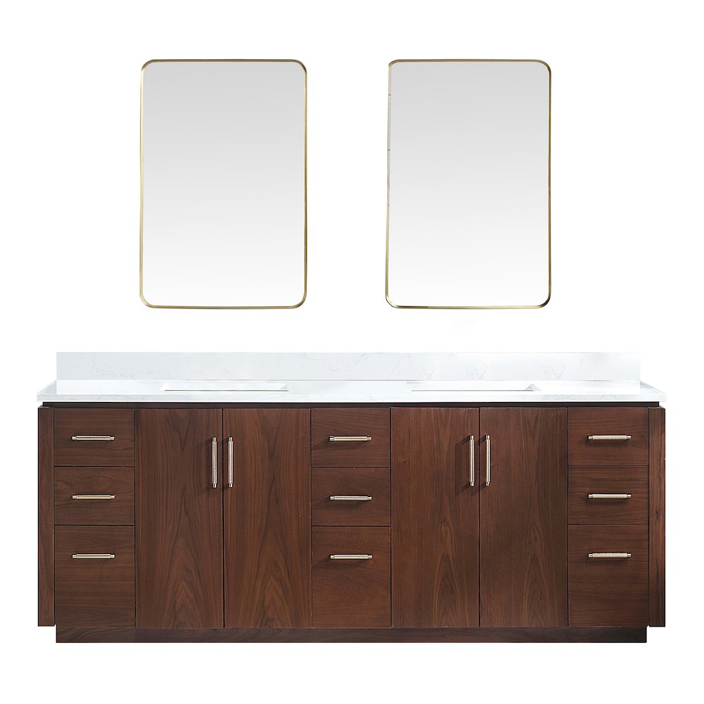 San 84" Free-standing Double Bath Vanity in Natural Walnut. Picture 2