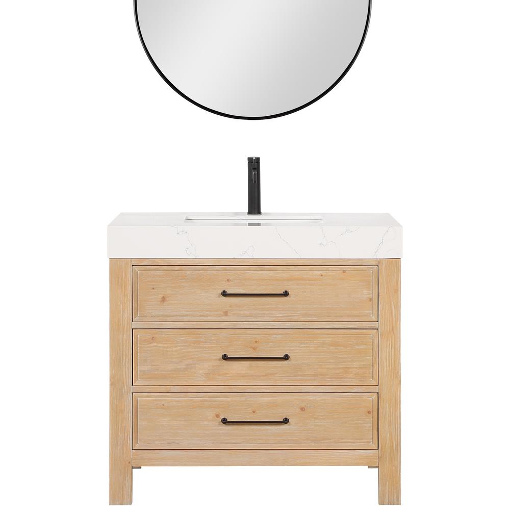 Free-standing Single Bathroom Vanity with Composite top and Mirror. Picture 1