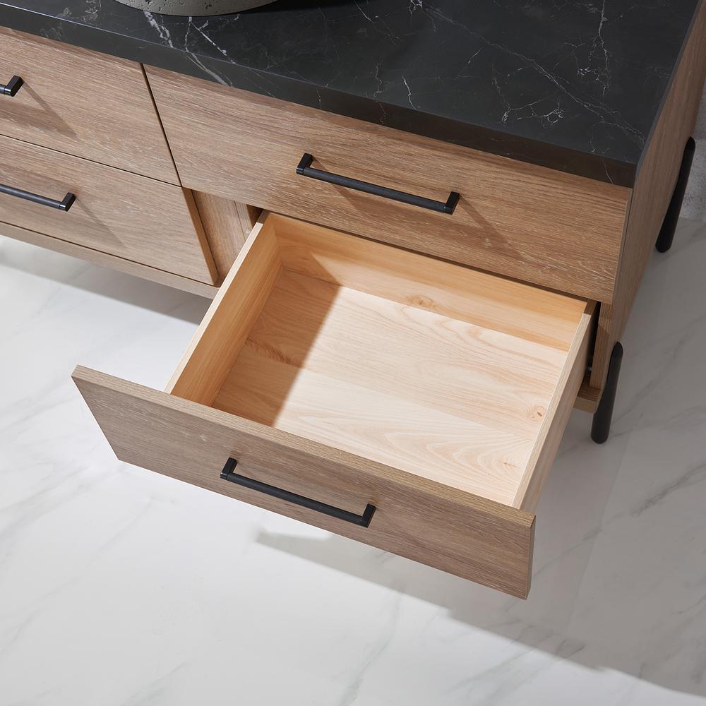 Single Sink Bath Vanity with Black Sintered Stone Top with Concrete Sink. Picture 10