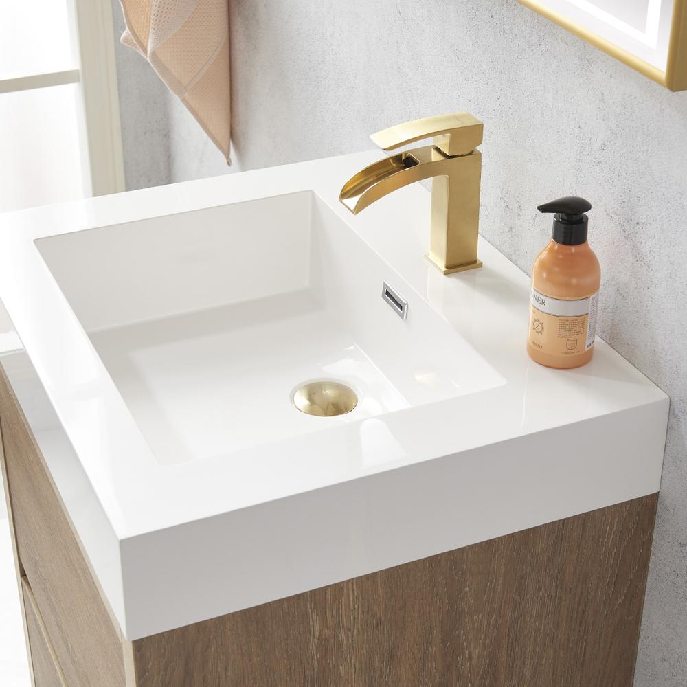 Single Sink Bath Vanity with Composite Integral Square Sink Top and Mirror. Picture 7