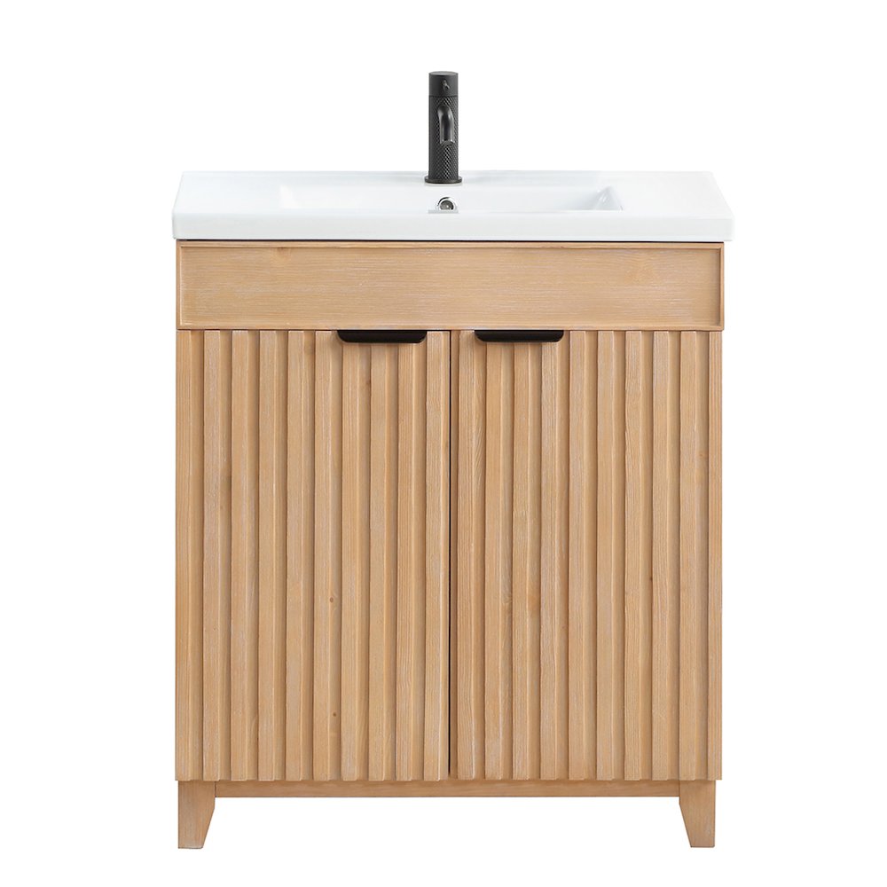 Palos 30" Free-standing Single Bath Vanity in Fir Wood Brown. Picture 2