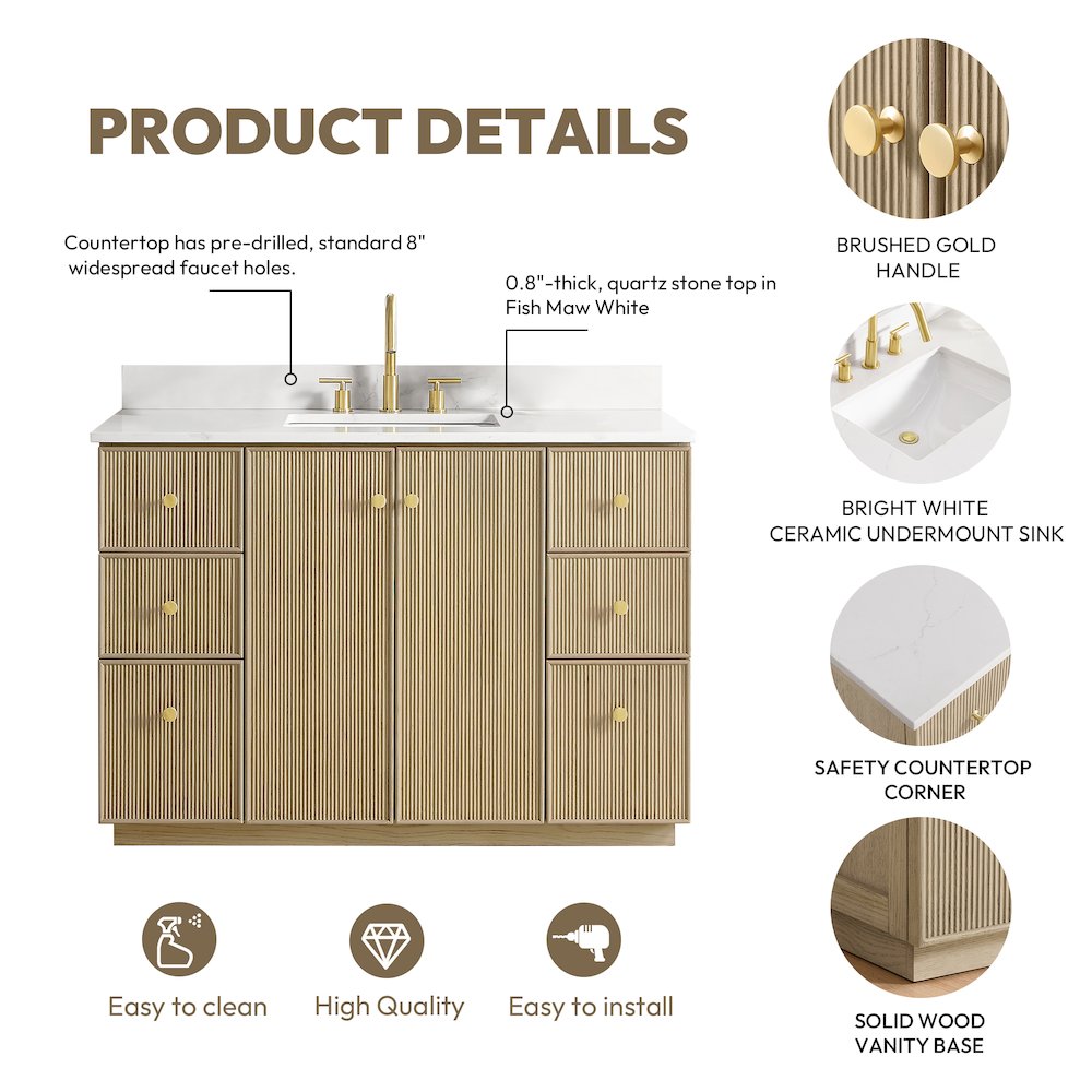 Oza 48" Free-standing Single Bath Vanity in Aged Natural Oak. Picture 17