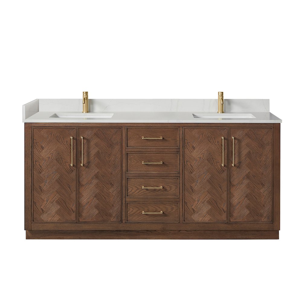 Jakarta 72" Freestanding Double Bath Vanity in Aged Dark Brown Oak. Picture 1