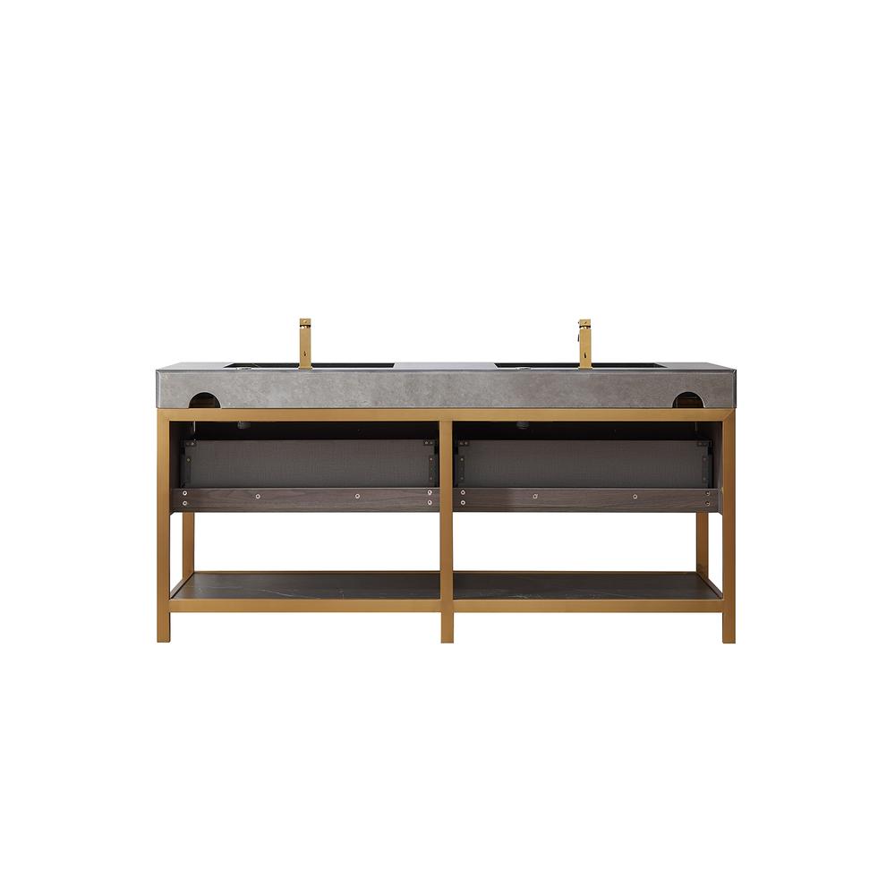 Double Sink Bath Vanity with Black Sintered Stone Top. Picture 3