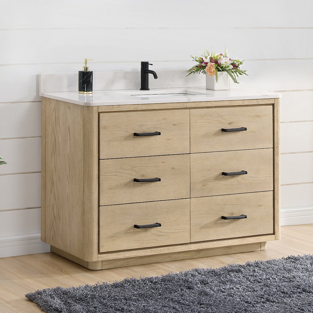 Porto 48" Free-standing Single Bath Vanity in Aged Natural Oak. Picture 4