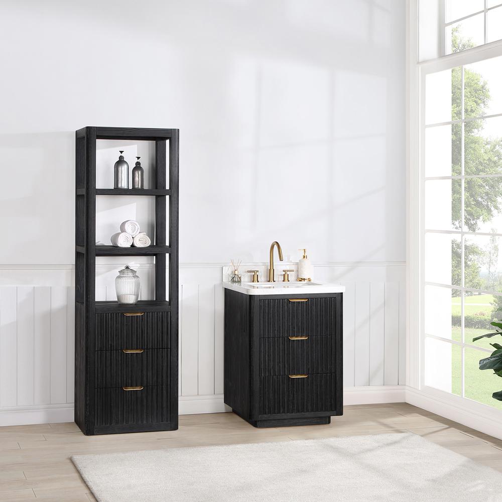 Free-standing Single Bathroom Vanity with Composite top in Lightning White. Picture 14