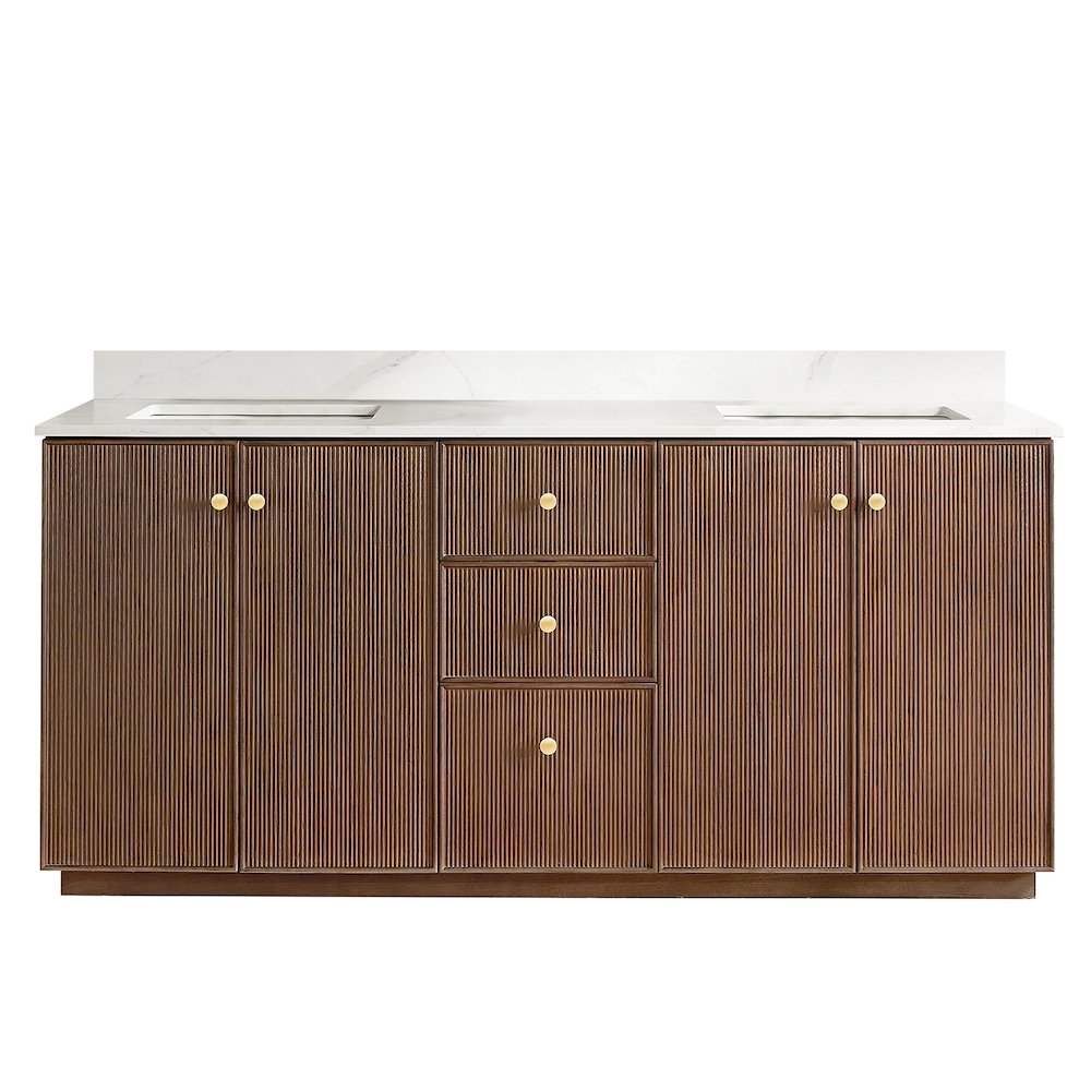 Oza 72" Free-standing Double Bath Vanity in Aged Dark Brown Oak. Picture 2