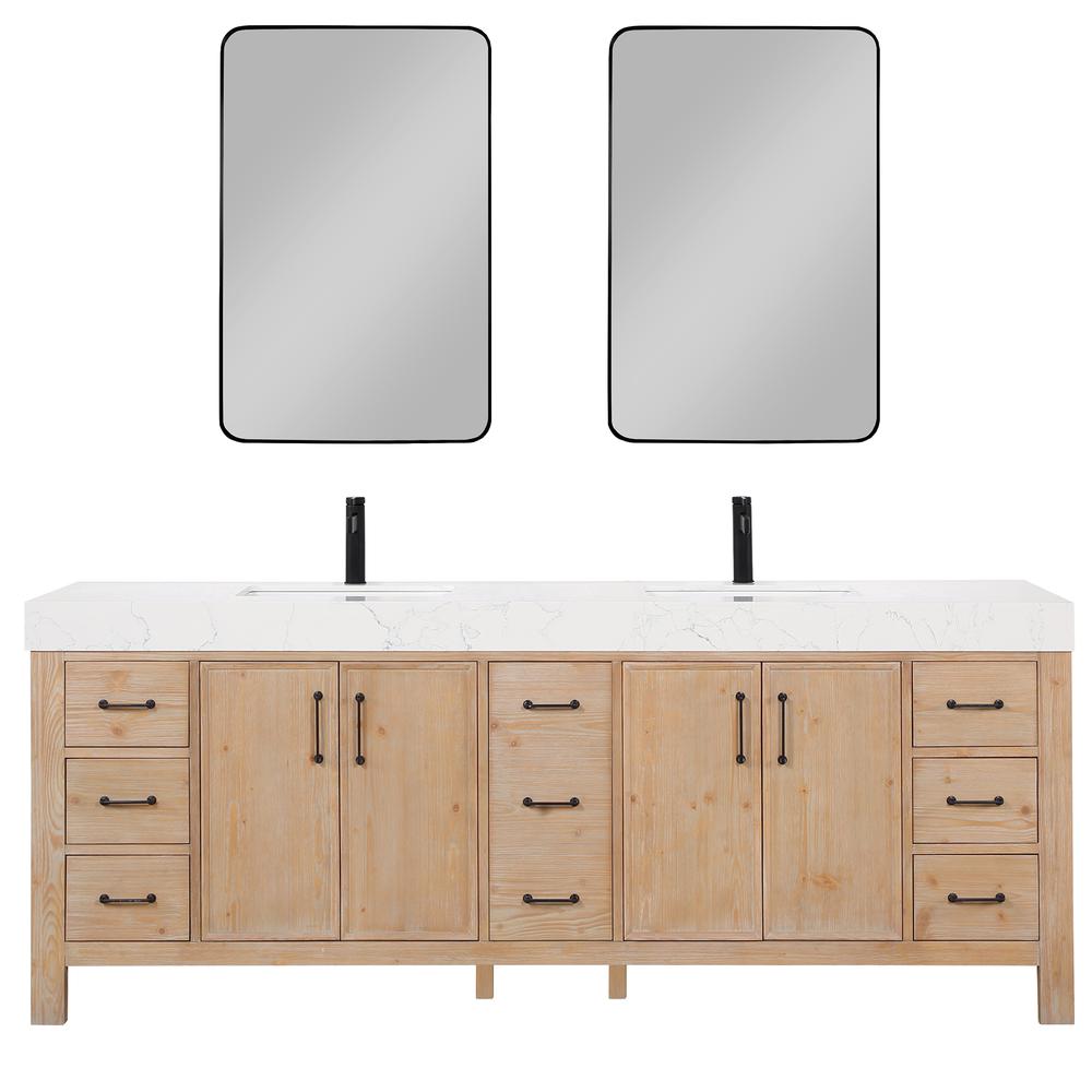 Free-standing Double Bathroom Vanity with Composite top and Mirror. Picture 1