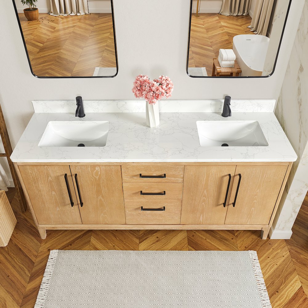 Gara 72" Free-standing Double Bath Vanity in Washed Ash Grey. Picture 6