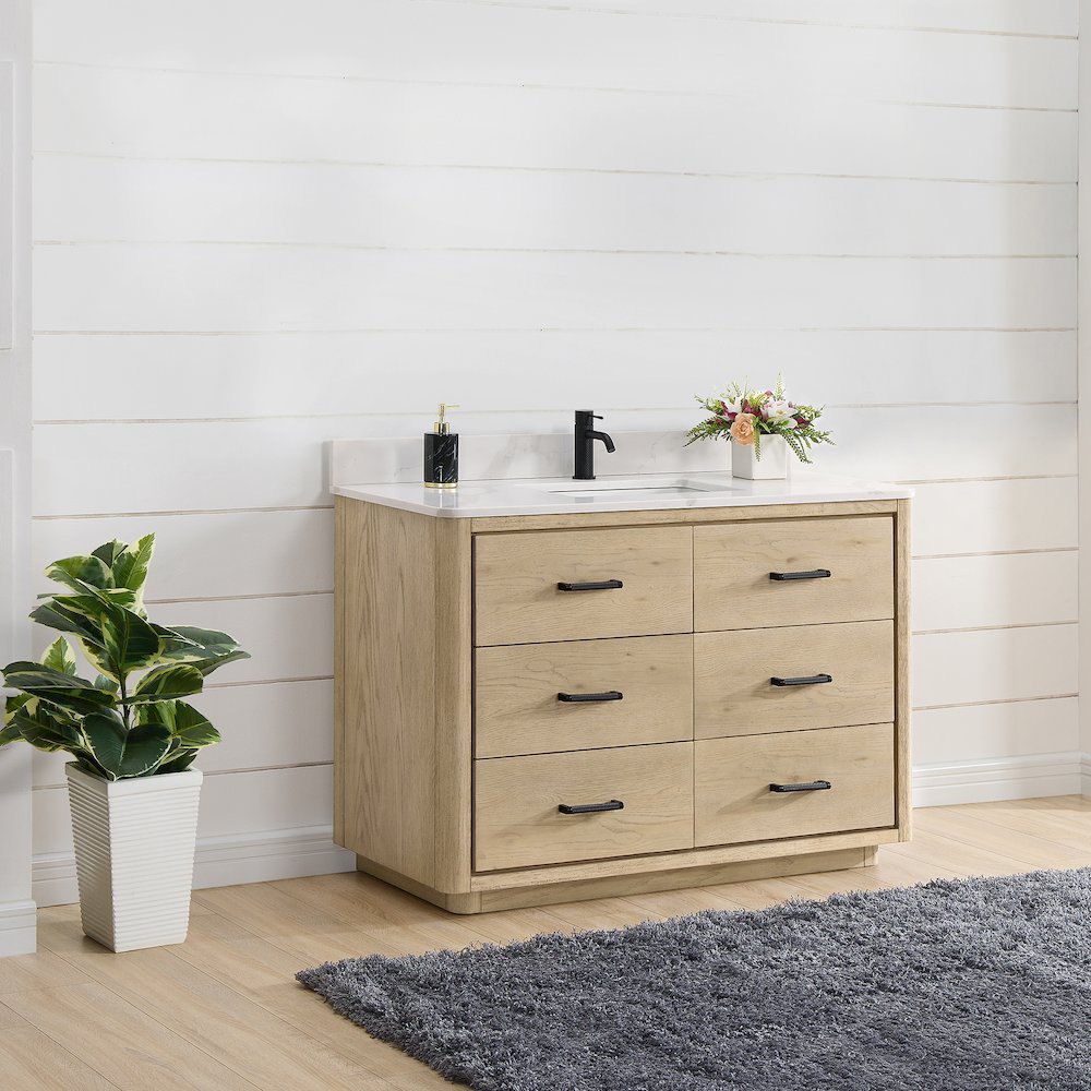 Porto 48" Free-standing Single Bath Vanity in Aged Natural Oak. Picture 12