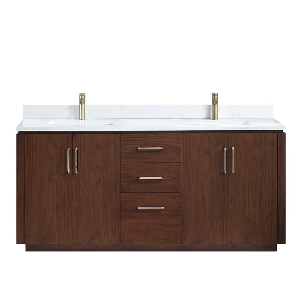 San 72" Free-standing Double Bath Vanity in Natural Walnut. Picture 1