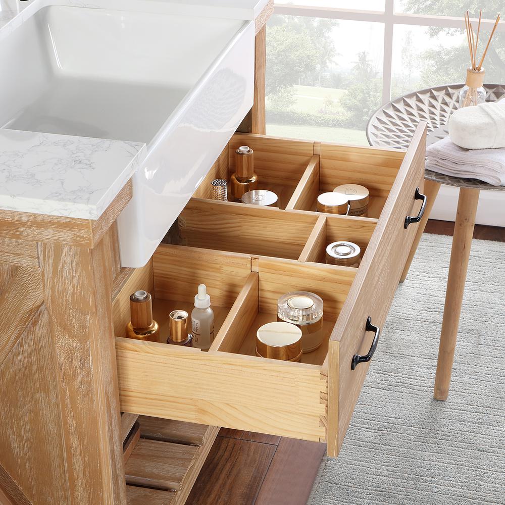 Single Bath Vanity with Composite Stone Top, White Farmhouse Basin. Picture 8