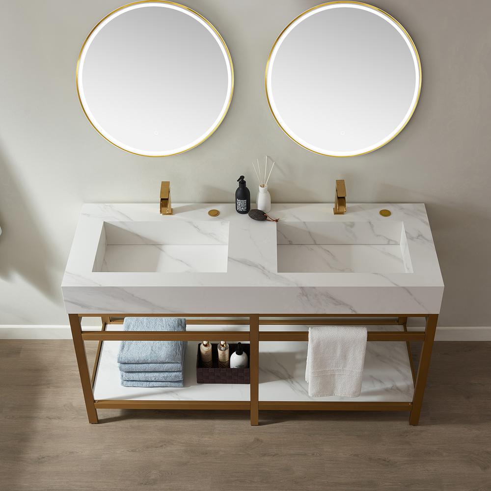 Vanity with stainless steel bracket match with stone Countertop With Mirror. Picture 5