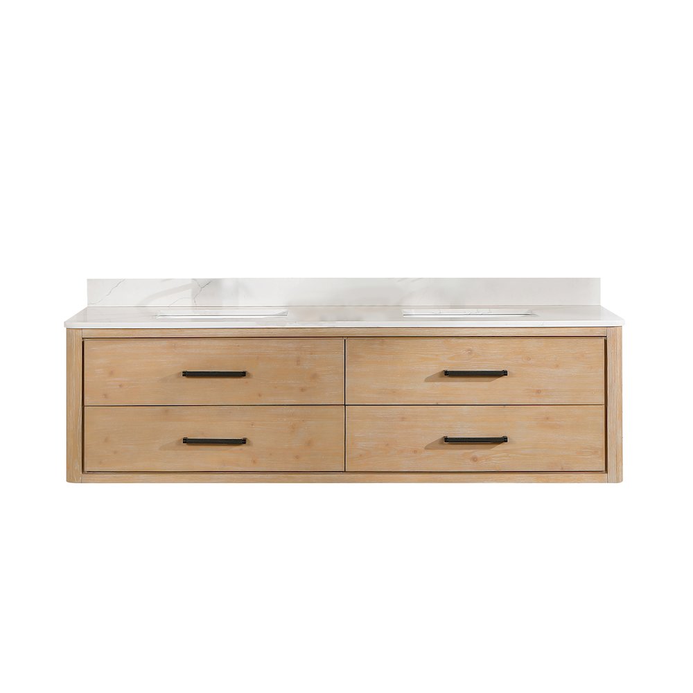 Cristo 72" Floating Double Bath Vanity in Fir Wood Brown. Picture 2
