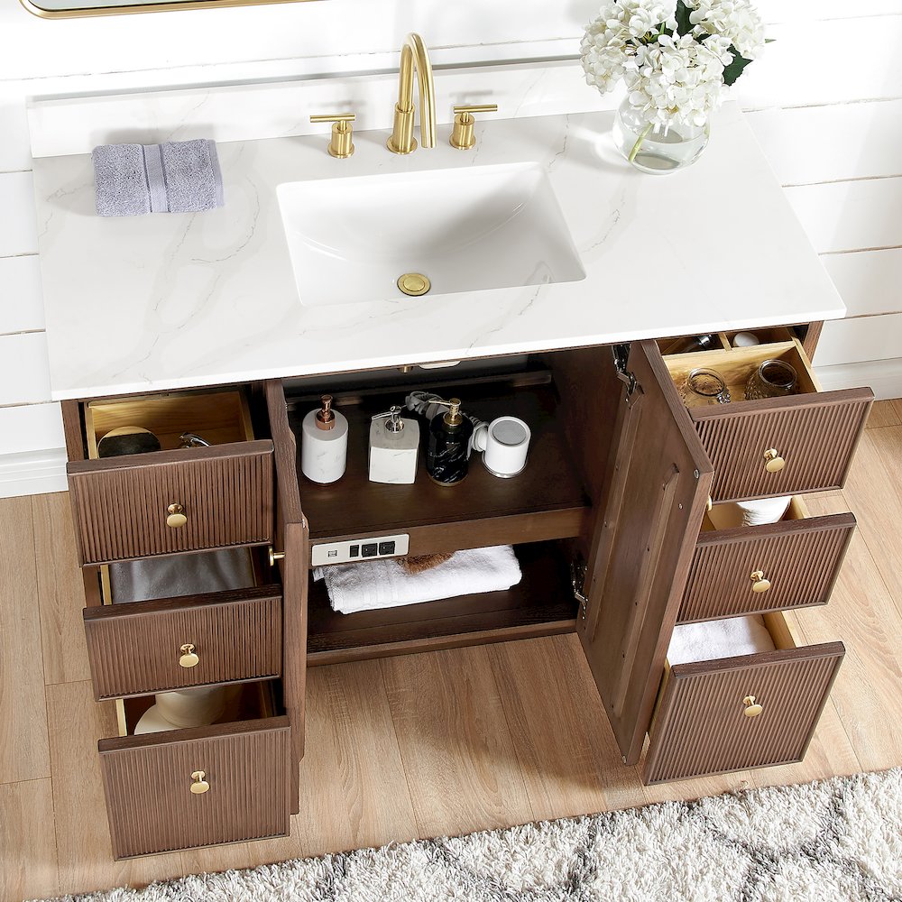 Oza 48" Free-standing Single Bath Vanity in Aged Dark Brown Oak. Picture 6