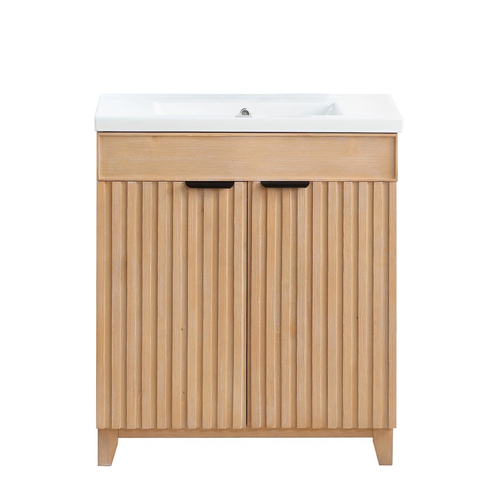 Palos 30" Free-standing Single Bath Vanity in Fir Wood Brown. Picture 1