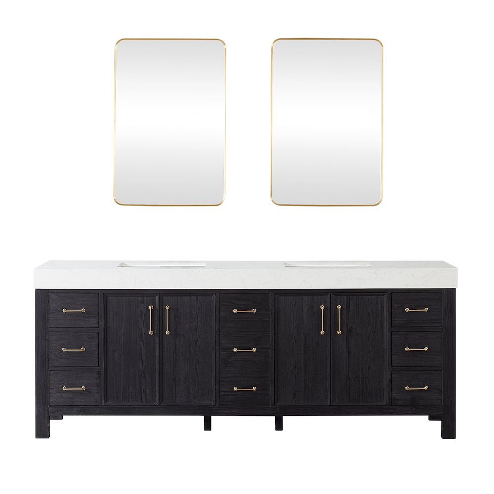 León 84in. Free-standing Double Bathroom Vanity in Fir Wood Black. Picture 2