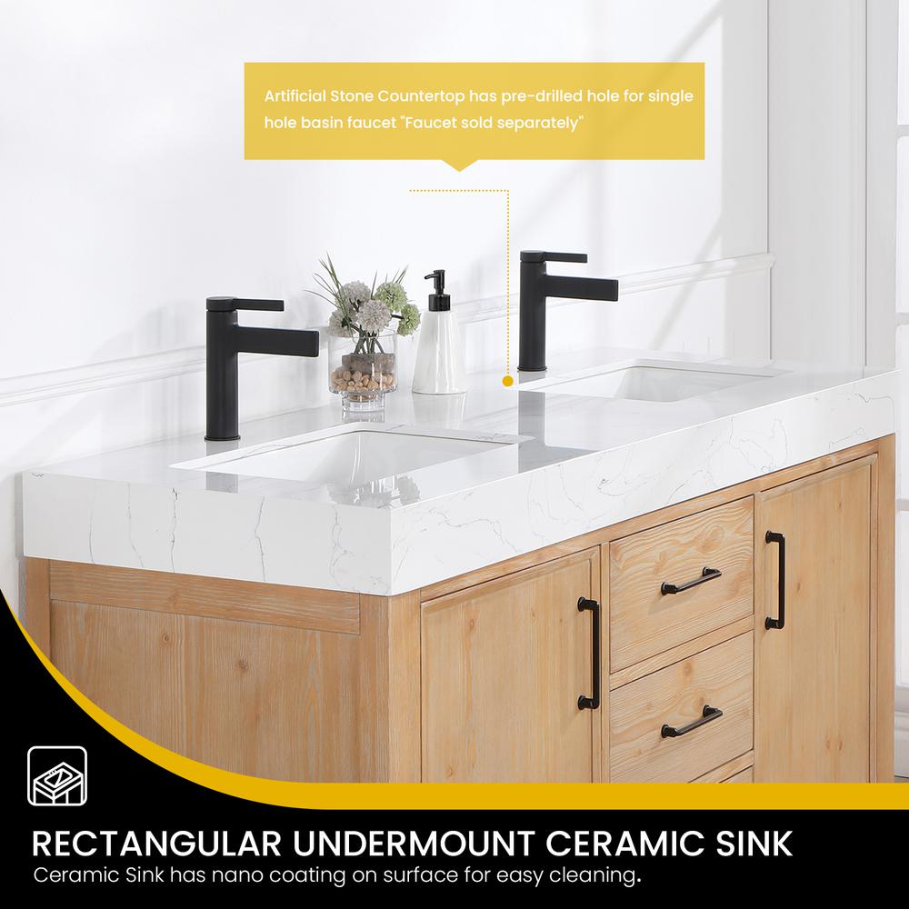 Free-standing Double Bathroom Vanity with Composite top and Mirror. Picture 7