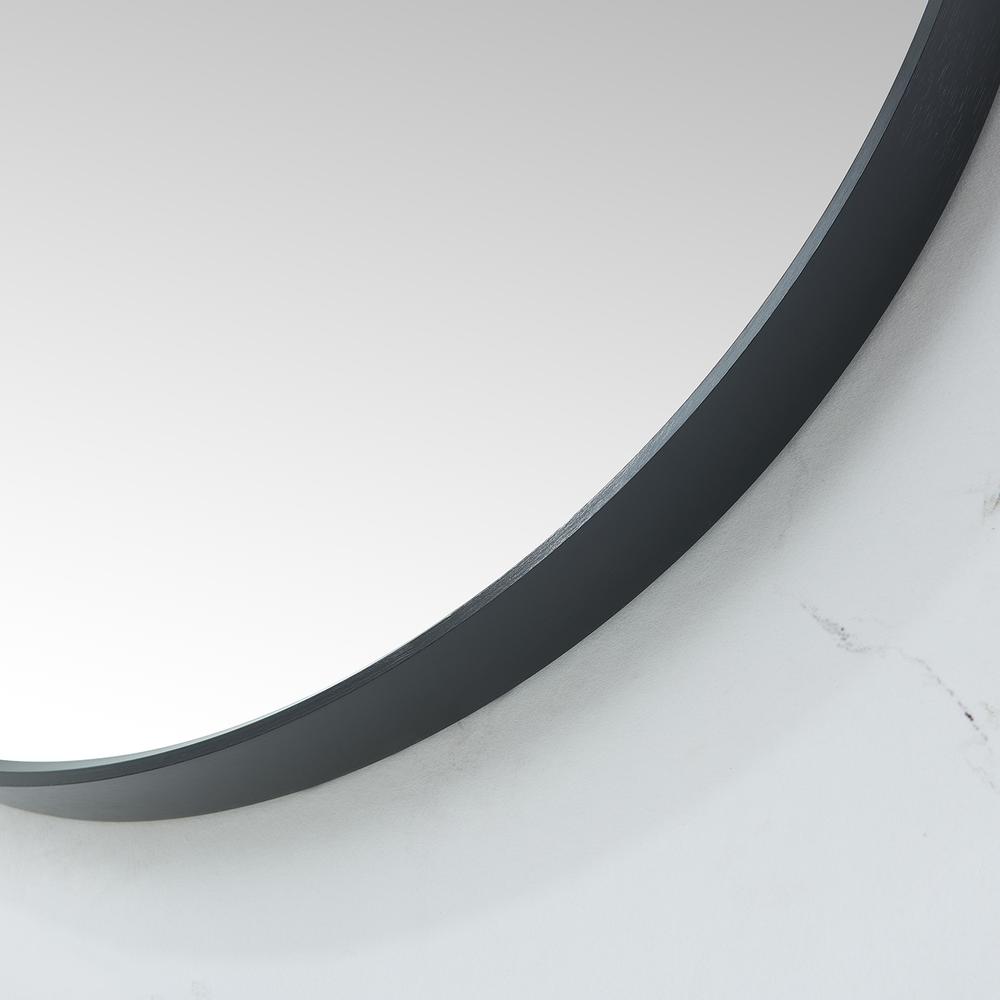 Cascante 32 in. W x 32 in. H Round Metal Wall Mirror in Brushed Black. Picture 5