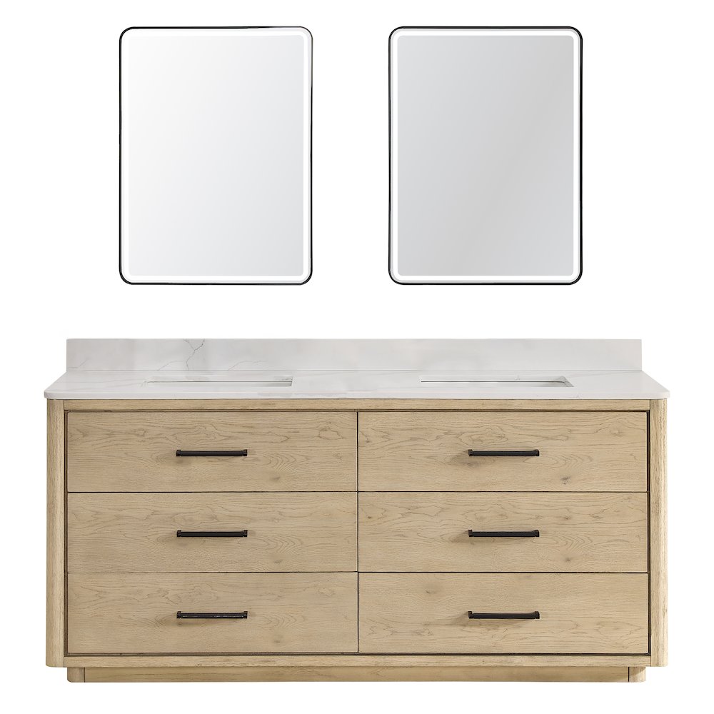 Porto 72" Free-standing Double Bath Vanity in Aged Natural Oak. Picture 2