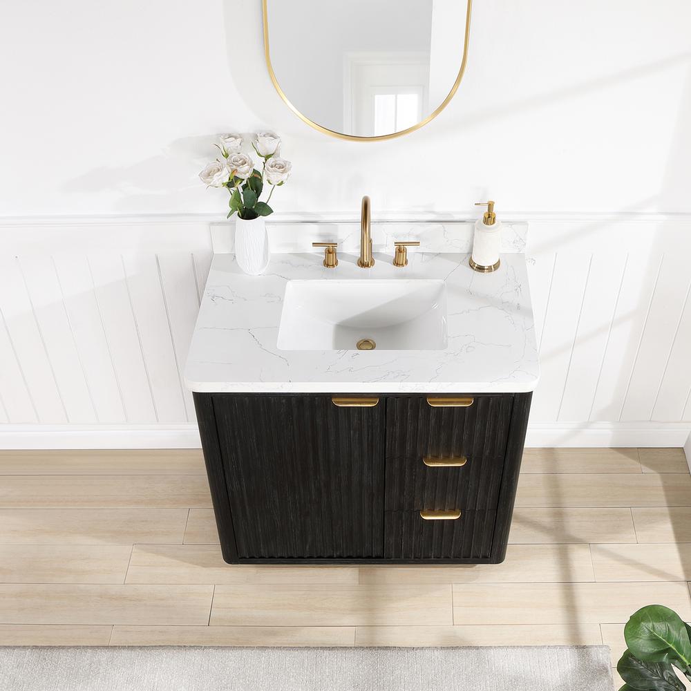 Free-standing Single Bathroom Vanity with Composite top and Mirror. Picture 5