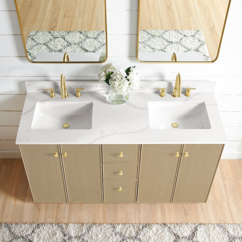 Oza 60M" Free-standing Double Bath Vanity in Aged Natural Oak. Picture 7