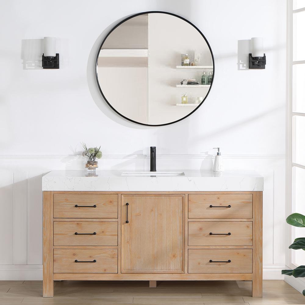 Free-standing Single Bathroom Vanity with Composite top and Mirror. Picture 10