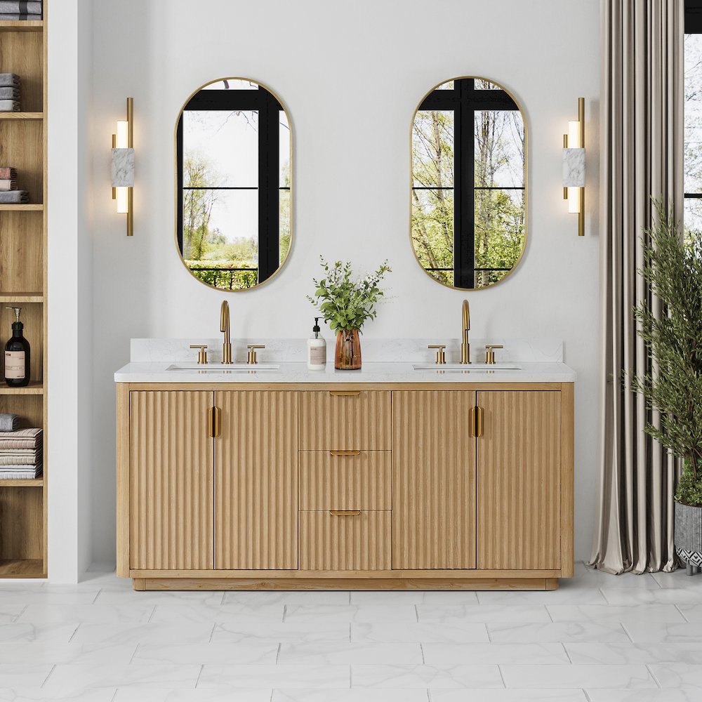 Cádiz 72in. Free-standing Double Bathroom Vanity in Washed Ash Grey. Picture 3