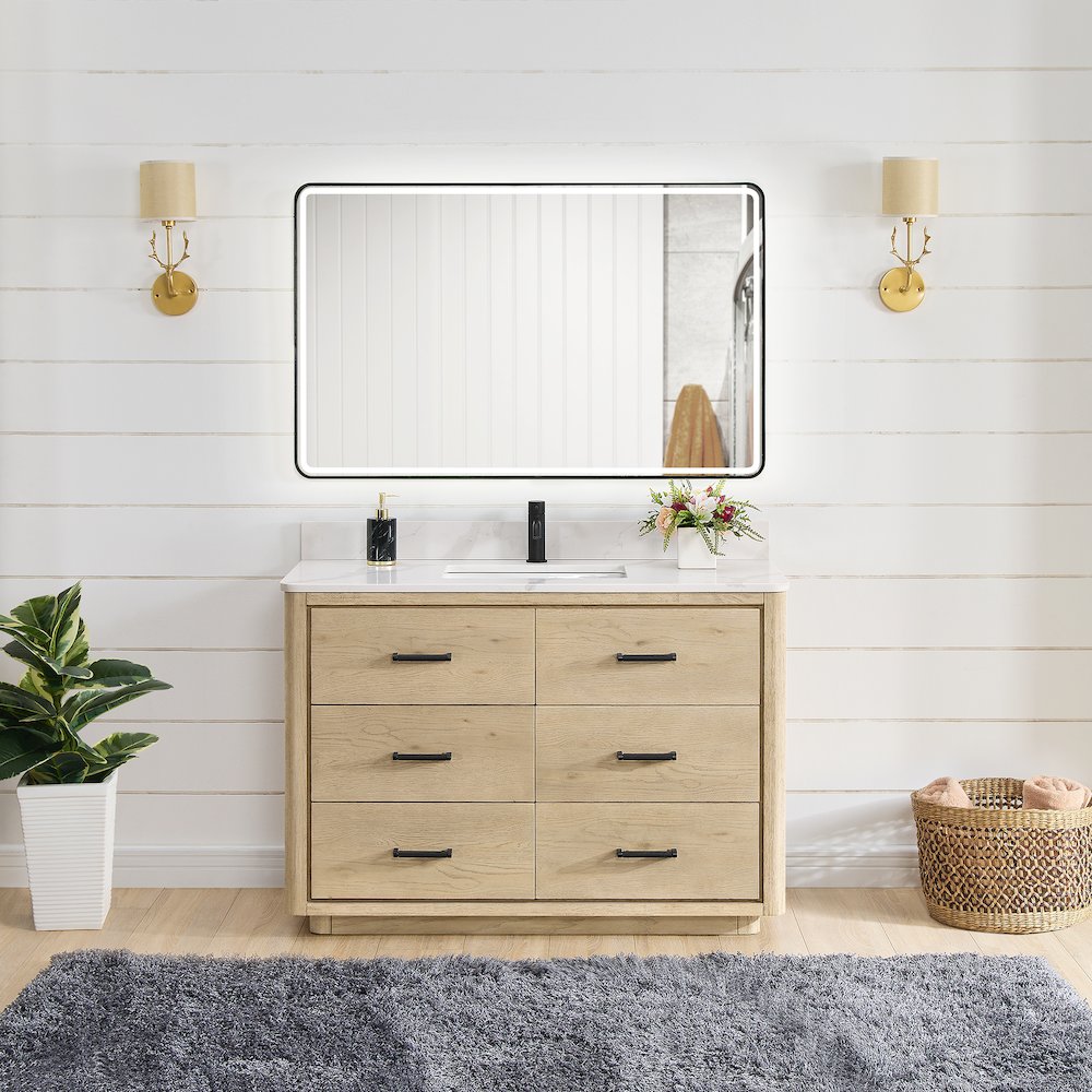 Porto 48" Free-standing Single Bath Vanity in Aged Natural Oak. Picture 6