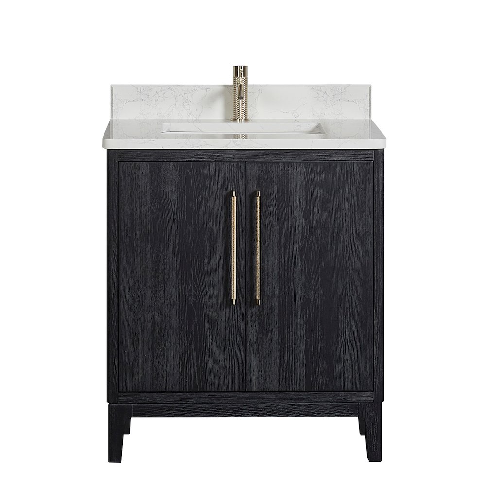 Gara 30" Free-standing Single Bath Vanity in Fir Wood Black. Picture 1