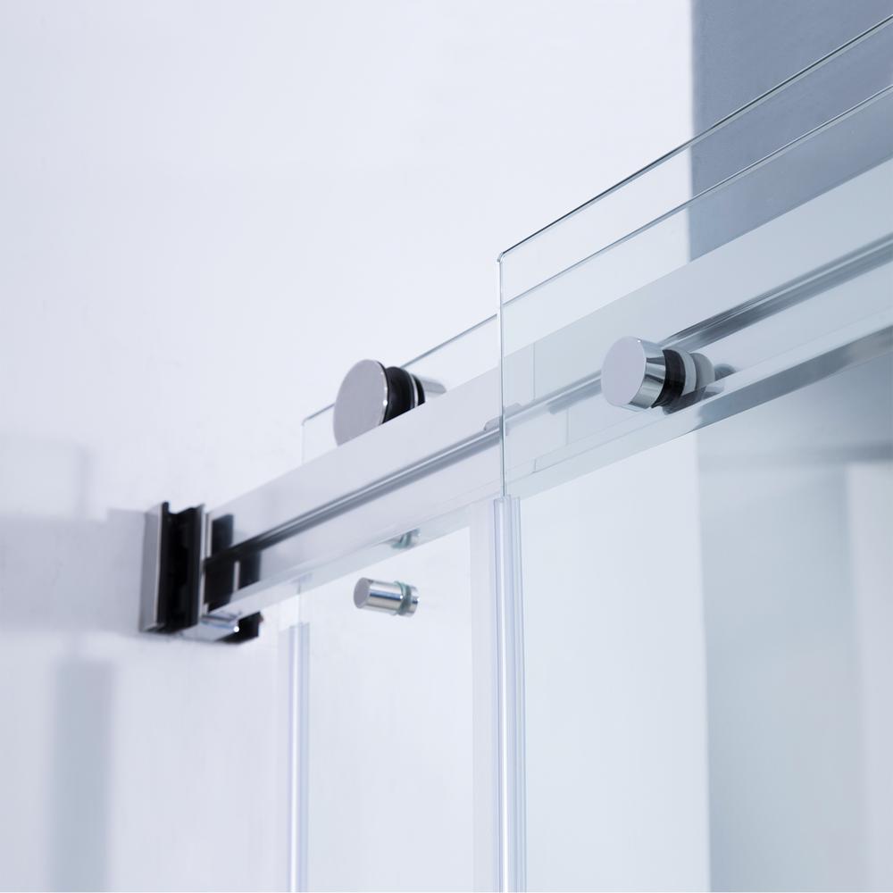 Spezia 64" W x 76" H Double Sliding Frameless Shower Door in Polished Chrome. Picture 6