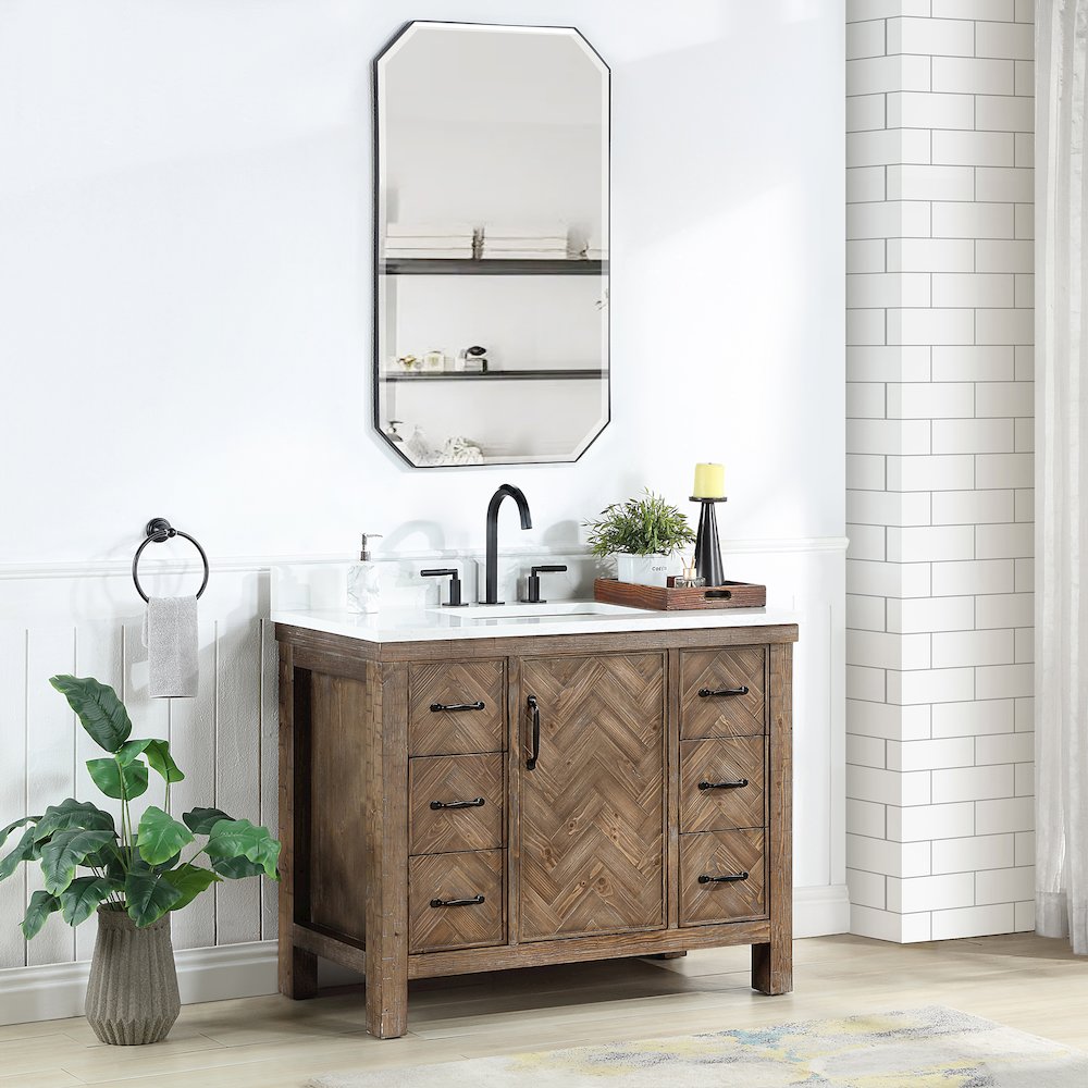 Javier 42" Free-standing Single Bath Vanity in Spruce Antique Gray. Picture 4