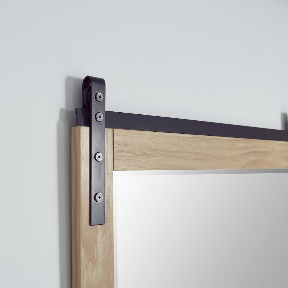 Cortes 32" Rectangular Bathroom Vanity Barndoor Wall Mount Mirror in Pine. Picture 4
