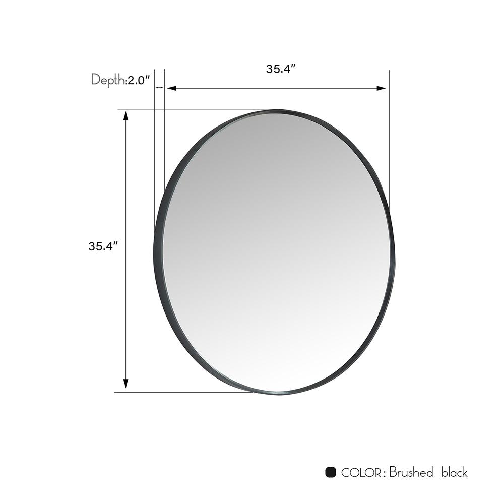Cascante 35.4 in. W x 35.4 in. H Round Metal Wall Mirror in Brushed Black. Picture 8
