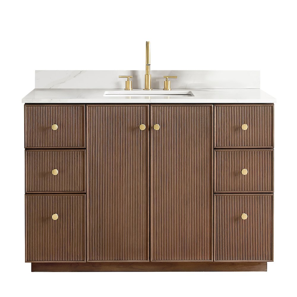 Oza 48" Free-standing Single Bath Vanity in Aged Dark Brown Oak. Picture 1