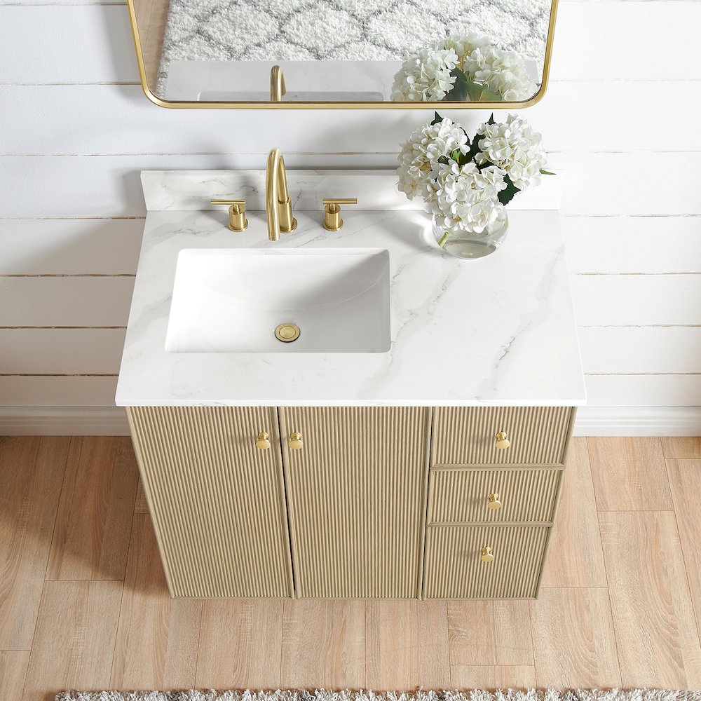 Oza 36" Free-standing Single Bath Vanity in Aged Natural Oak. Picture 4