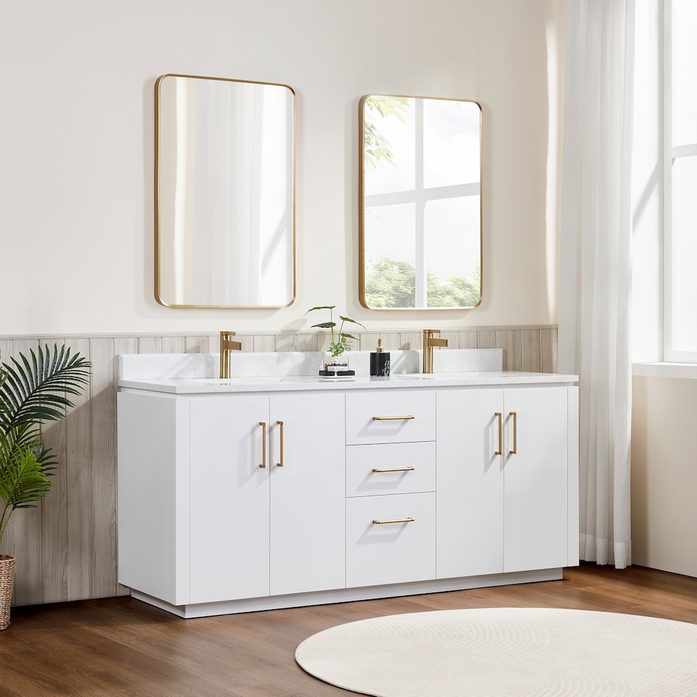 San 72" Free-standing Double Bath Vanity in White. Picture 4
