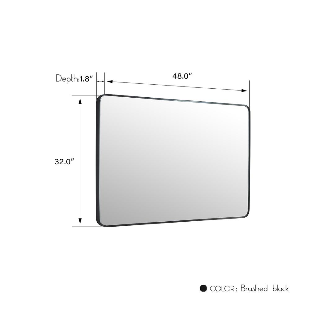 Mutriku 48 in. W x 32 in. H Rectangle Metal Wall Mirror in Brushed Black. Picture 8