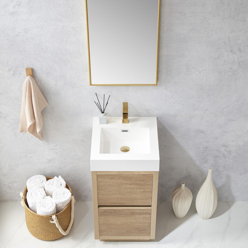 Single Sink Bath Vanity with Composite Integral Square Sink Top and Mirror. Picture 7