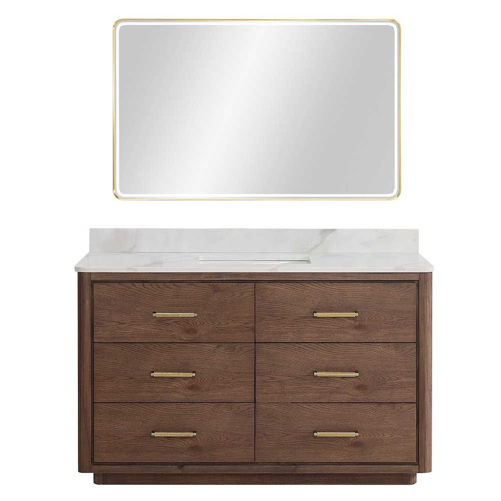 Porto 55" Free-standing Single Bath Vanity in Aged Dark Brown Oak. Picture 2