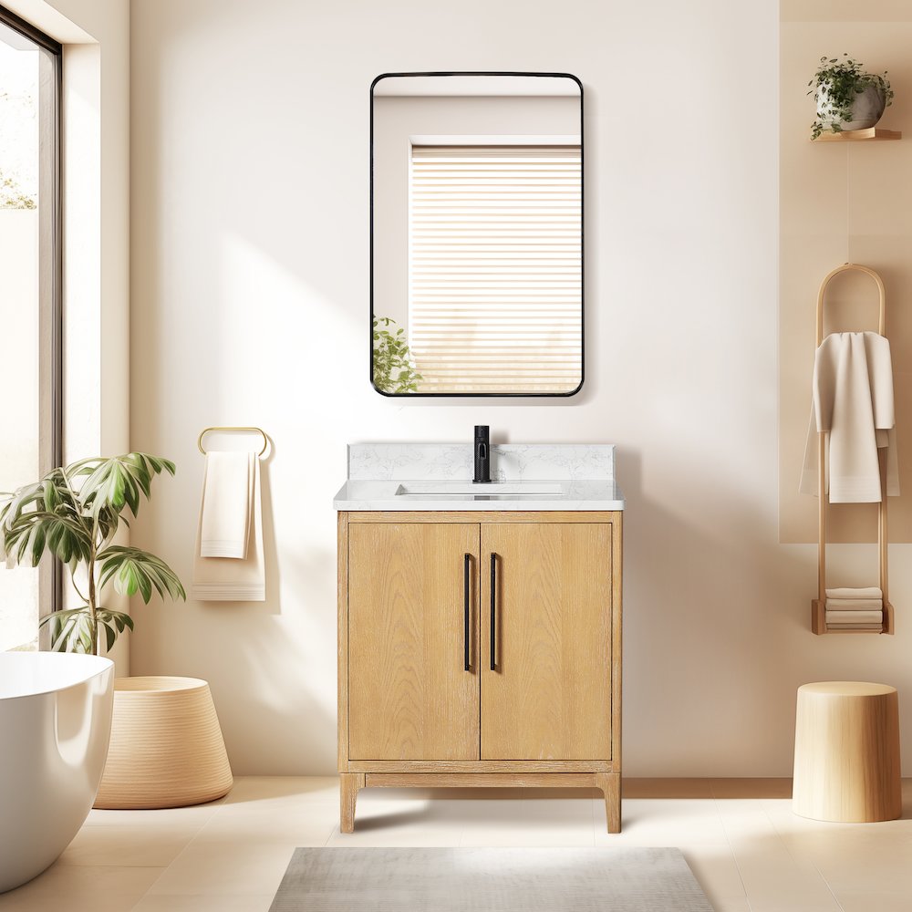 Gara 30" Free-standing Single Bath Vanity in Washed Ash Grey. Picture 3